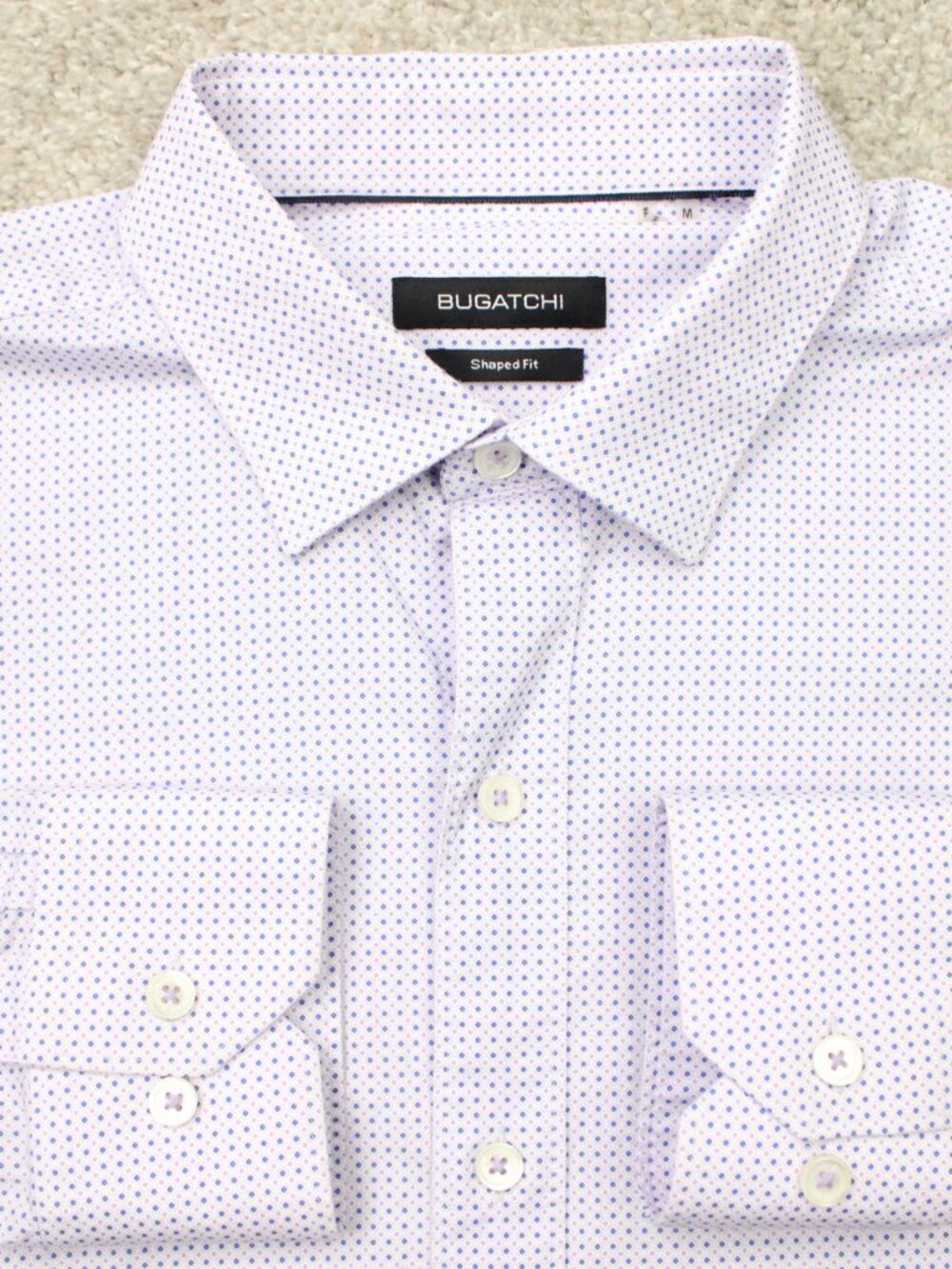 Bugatchi Shirt Mens Medium Lavender Geometric Shaped Fit Stretch Long Sleeve